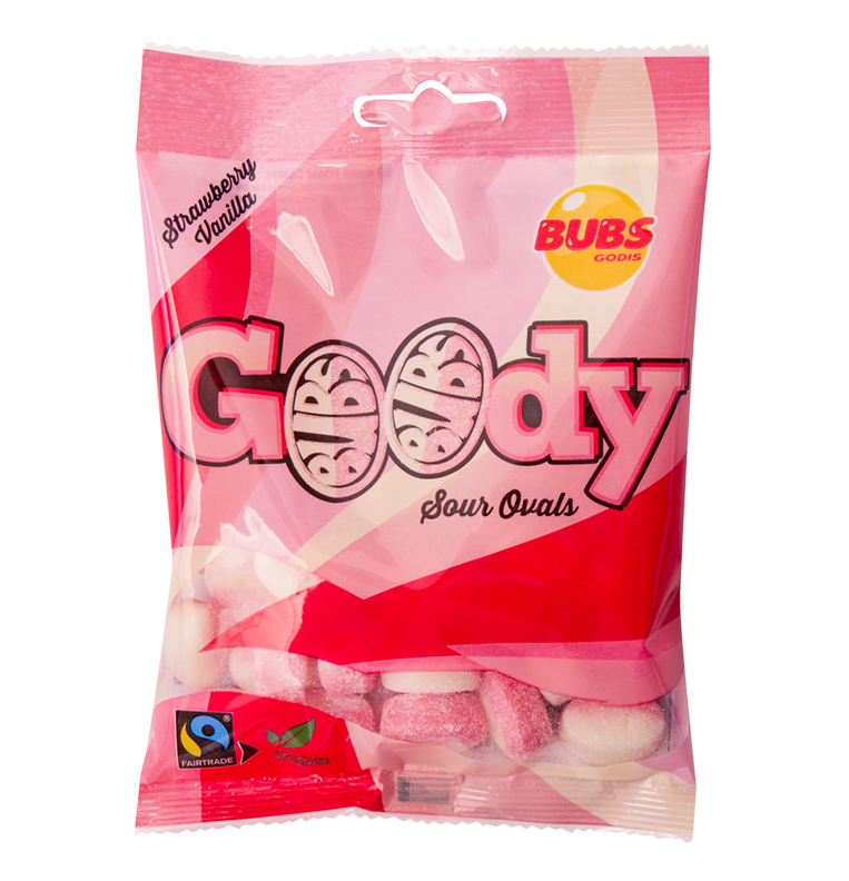 Bubs Goody Sour Ovals Strawberry Vanilla.